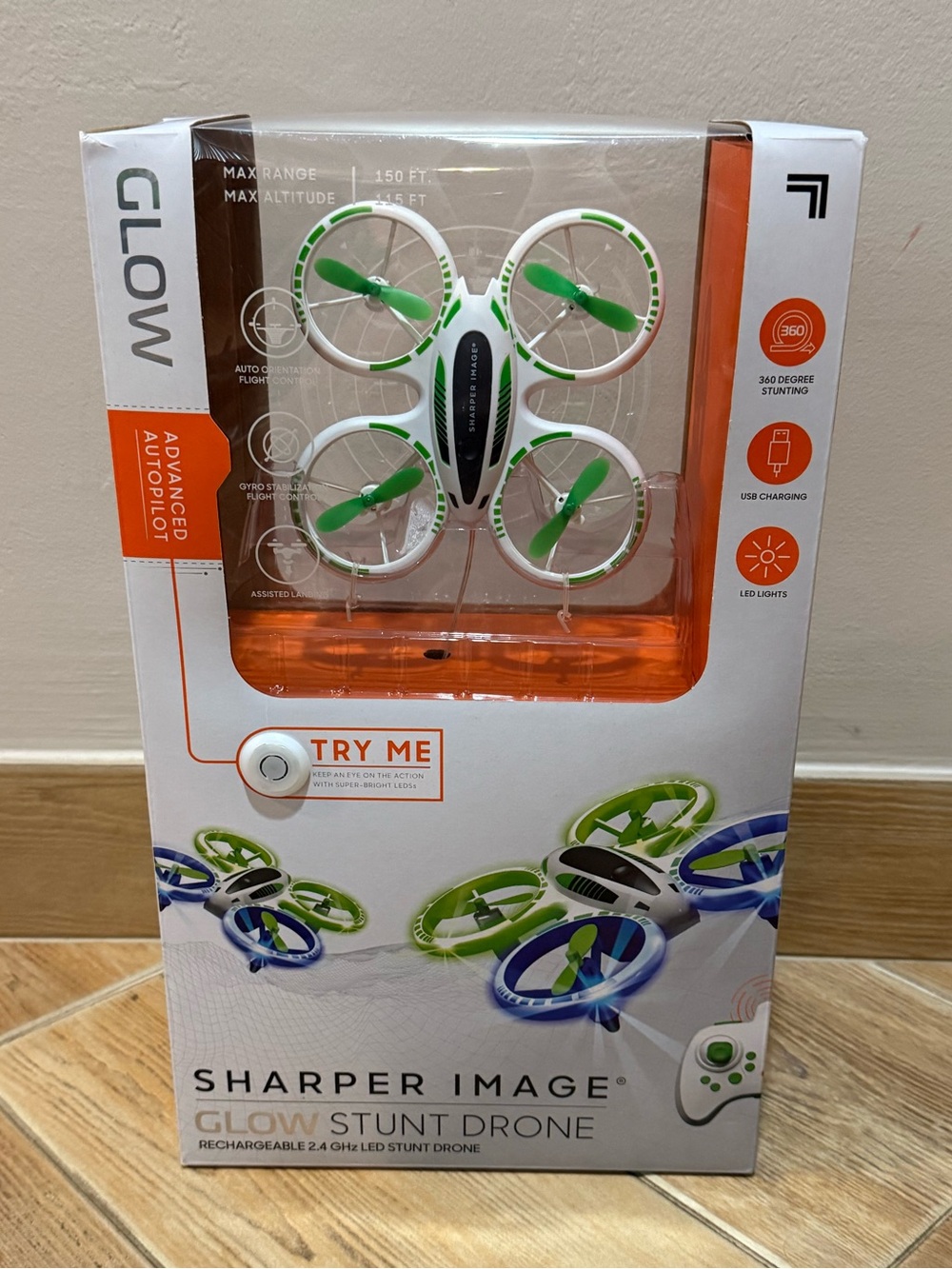 Sharper Image Glow Stunt Drone - New in box